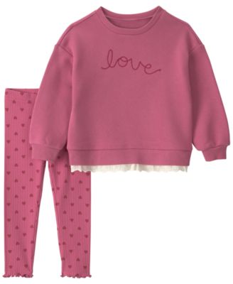Carter's Toddler Girls' 2T-5T Love' Fleece Long-Sleeve Top & Pants, 2-Piece Set