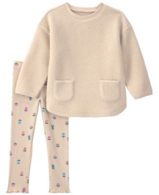Детский комплект Carter's для девочек 2T-5T, топ с длинным рукавом и брюки с цветочным принтом