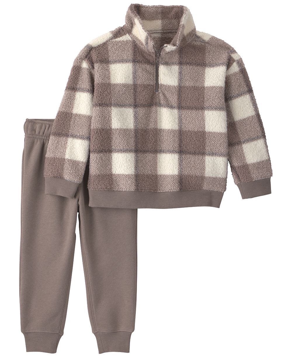 Carter's Toddler Boys' 2T-5T Checkered Teddy Fleece Pullover and Pant. 2 Piece Set