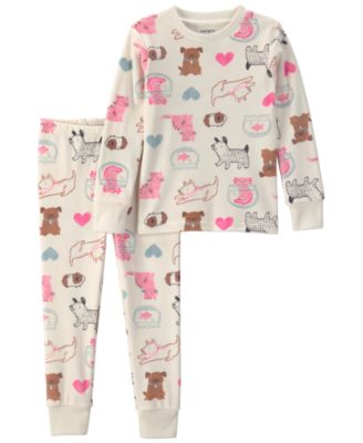 Carter's Toddler Girls' 2T-5T DreamPlush Heart-Print Long-Sleeve Snug-Fit Top and Pants, 2-Piece Pajama Set
