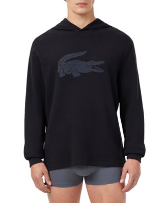 Мужское худи Lacoste для сна с графическим принтом и вафельной вязкой