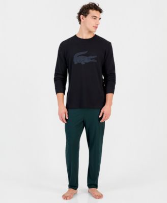 Lacoste Men's Waffle-Knit Long-Sleeve Sleep Shirt