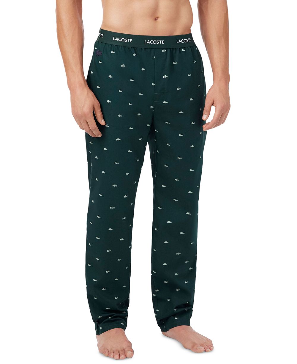 Lacoste Men's Cotton Crocodile Print Pajama Pants