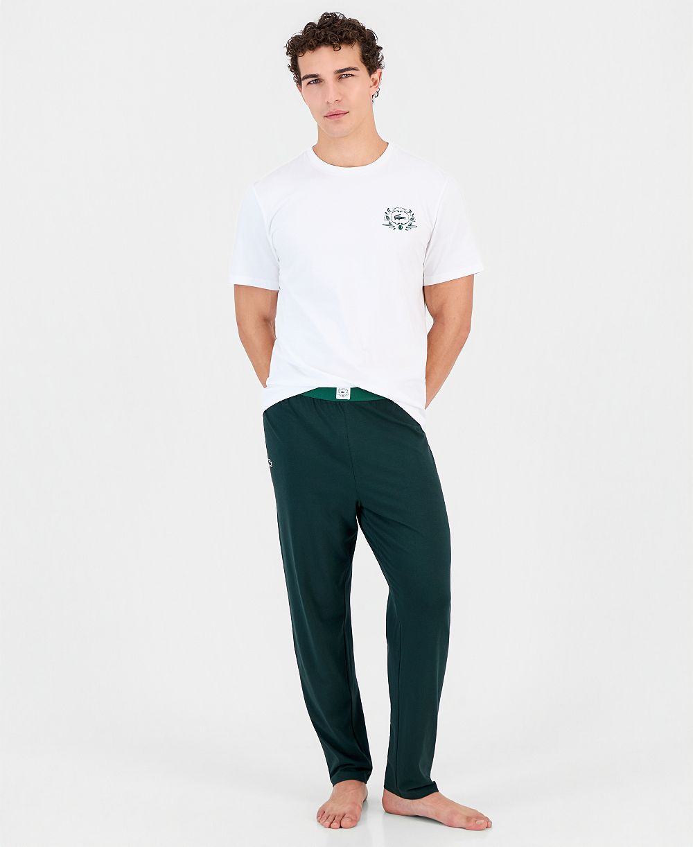 Lacoste мужской комплект из футболки с коротким рукавом и круглым вырезом и пижамных брюк, 2 предмета