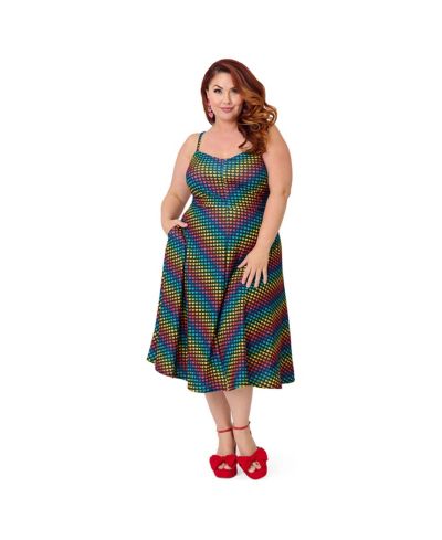 Smak Parlour Women's Plus Size 1970s Chevron Midi Dress