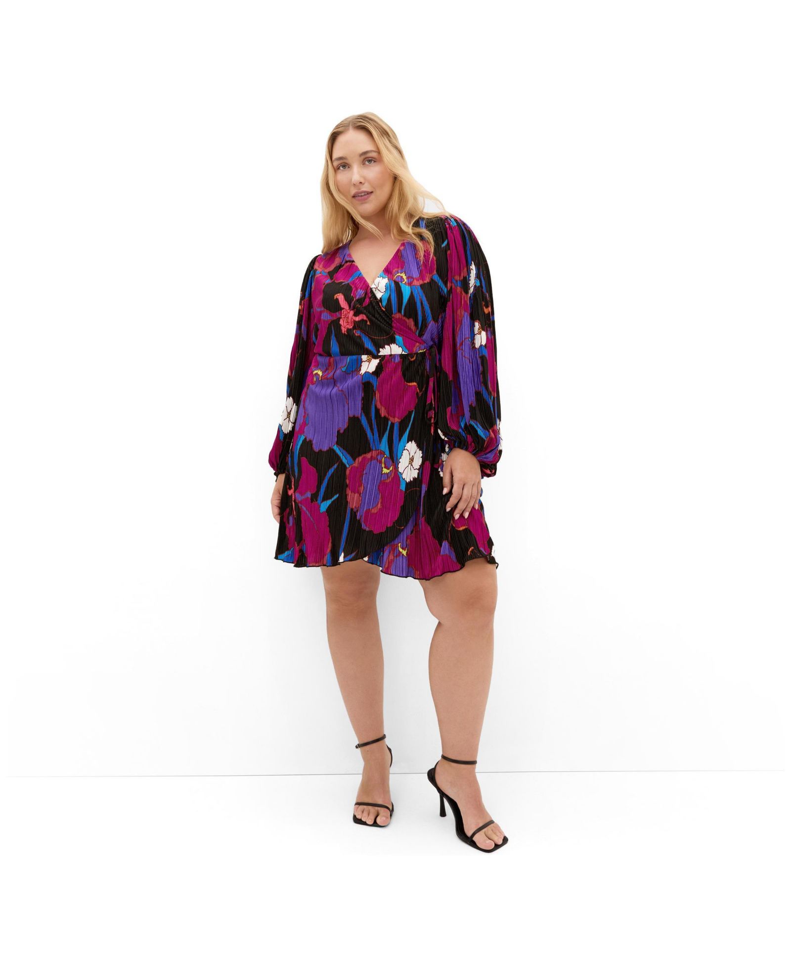 CITY CHIC Women's Plus Size Kira Etched Print Wrap Mini Dress