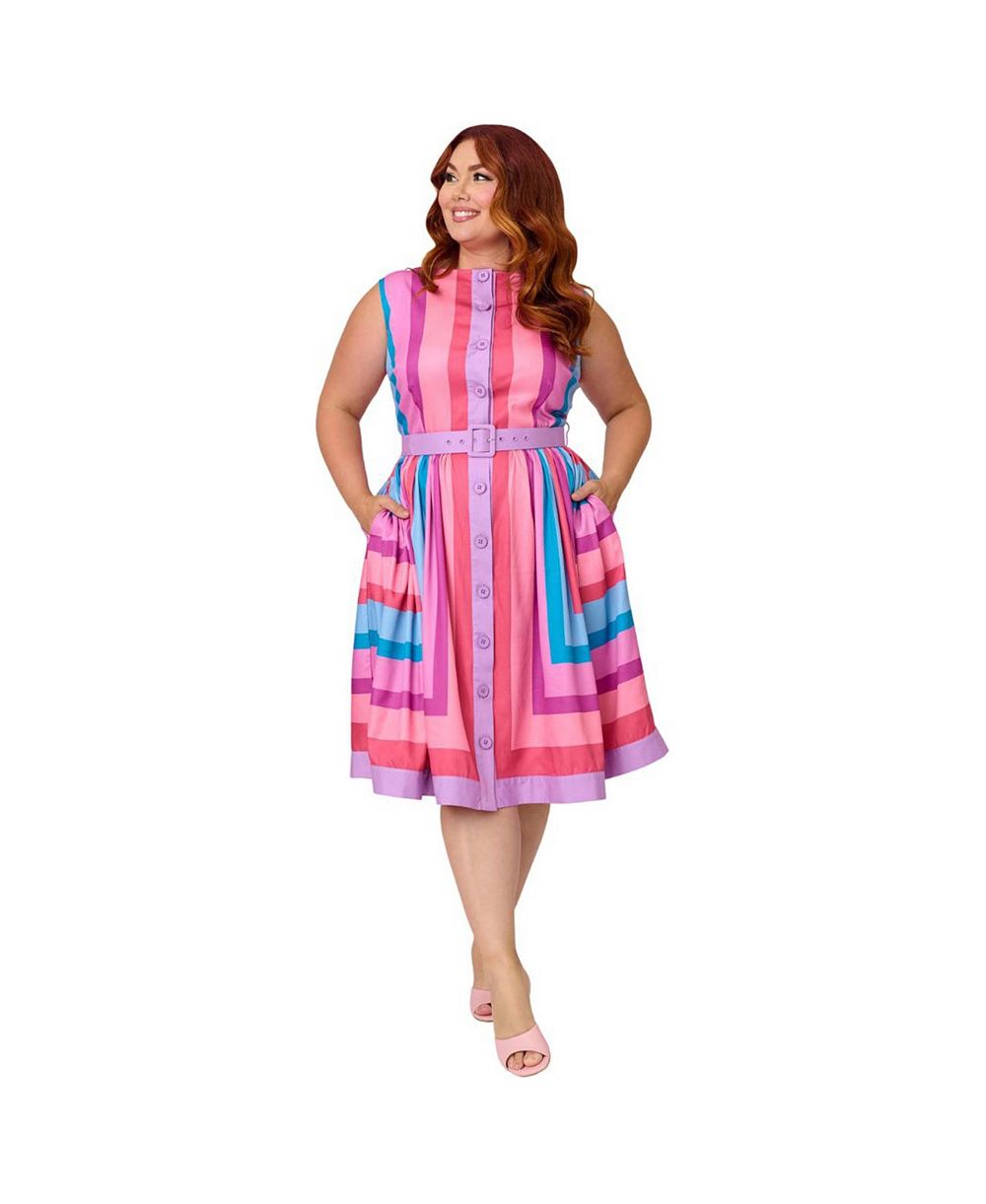 Unique Vintage Plus Size Sleeveless Button Swing Dress