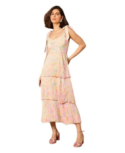 Oasis Women's Pleated Tie Shoulder Midi Dress