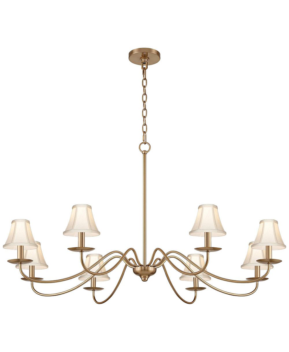 Franklin Iron Works Marinec 42inch  Wide Soft Gold 8-Light Chandelier with Cream Shades