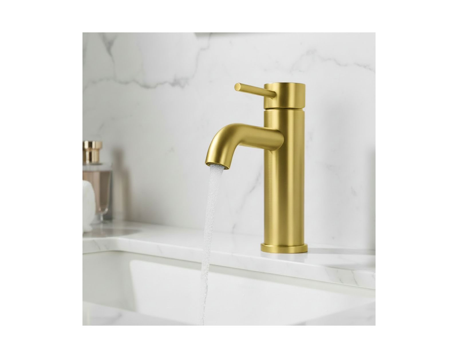 PHYING Single Handle Bathroom Faucet Lavatory Faucet Stainless Steel Single Hole-T10, Brushed Gold
