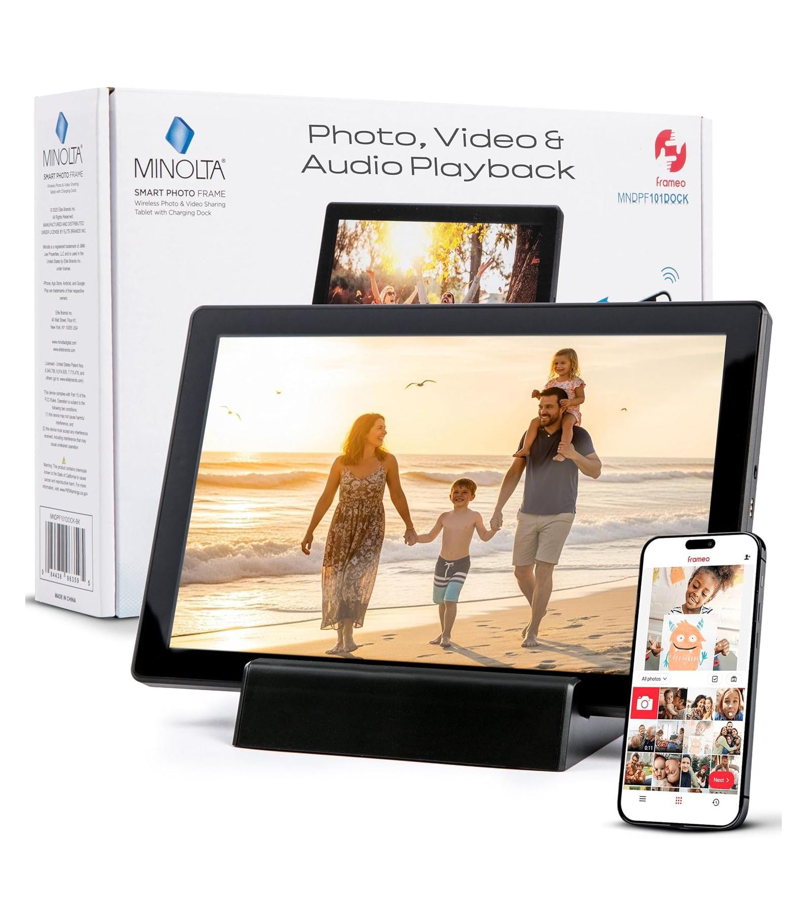 Умная фоторамка Minolta MNDPF101DOCK с док-станцией для зарядки