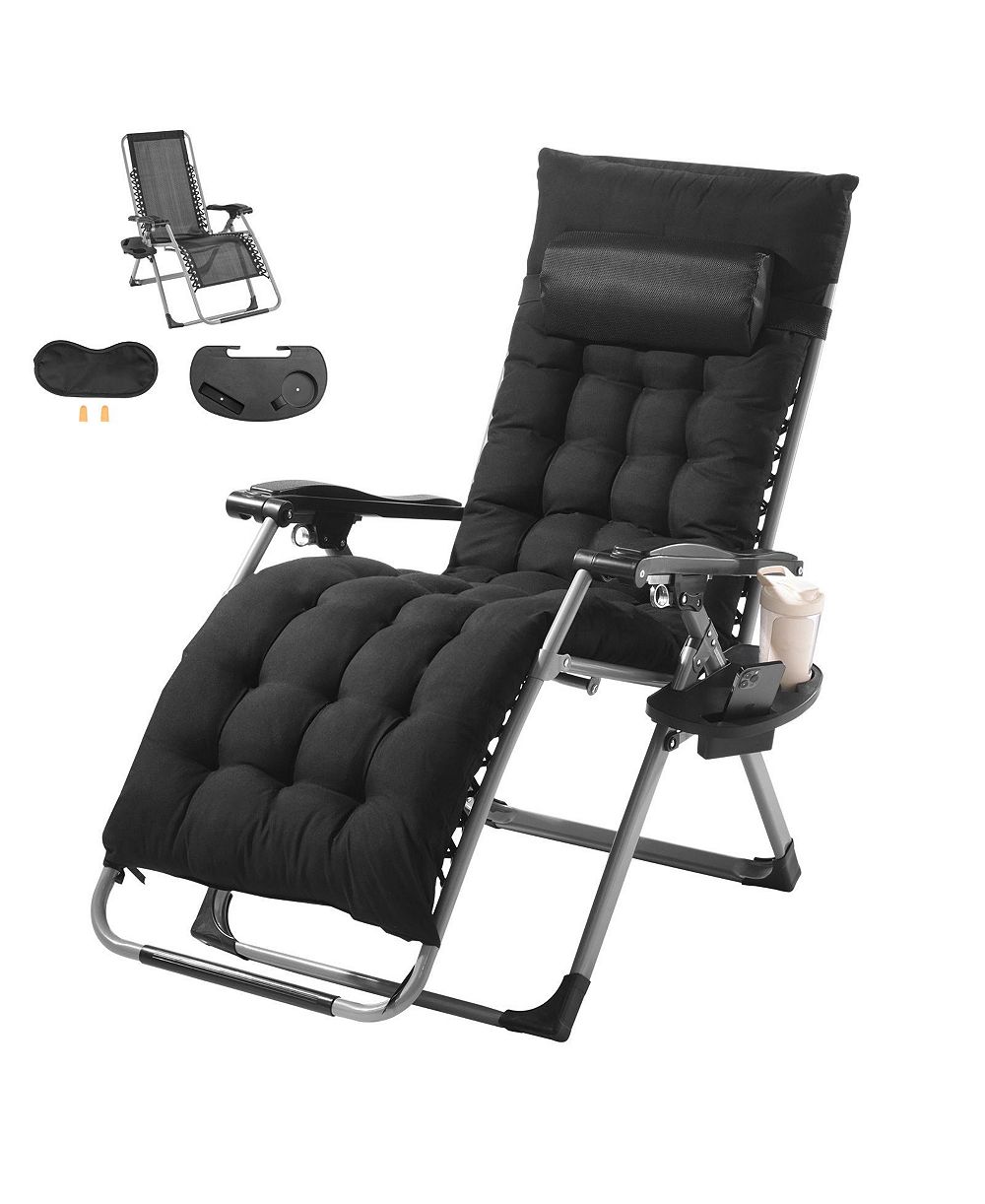 COZITO Zero Gravity Recliner Lounge Chair, Adjustable Folding Chair with Cushion and Cup Holder