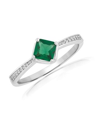 Simona Radiant Center Emerald and Clear CZ Ring