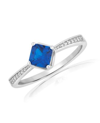 Simona Radiant Center Sapphire and Clear CZ Ring