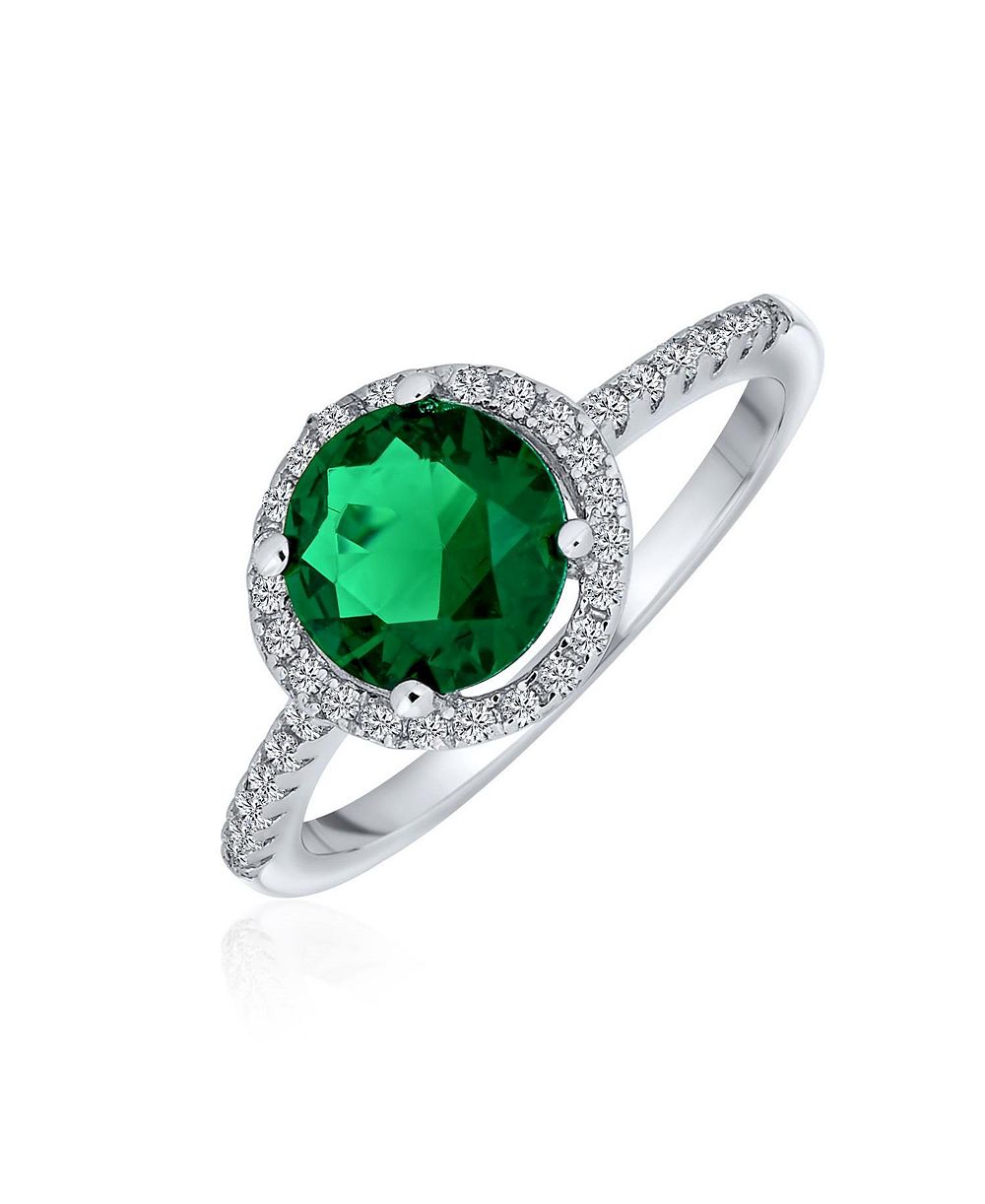 Коктейльное кольцо Bling Jewelry Round Halo Solitaire, серебро 925