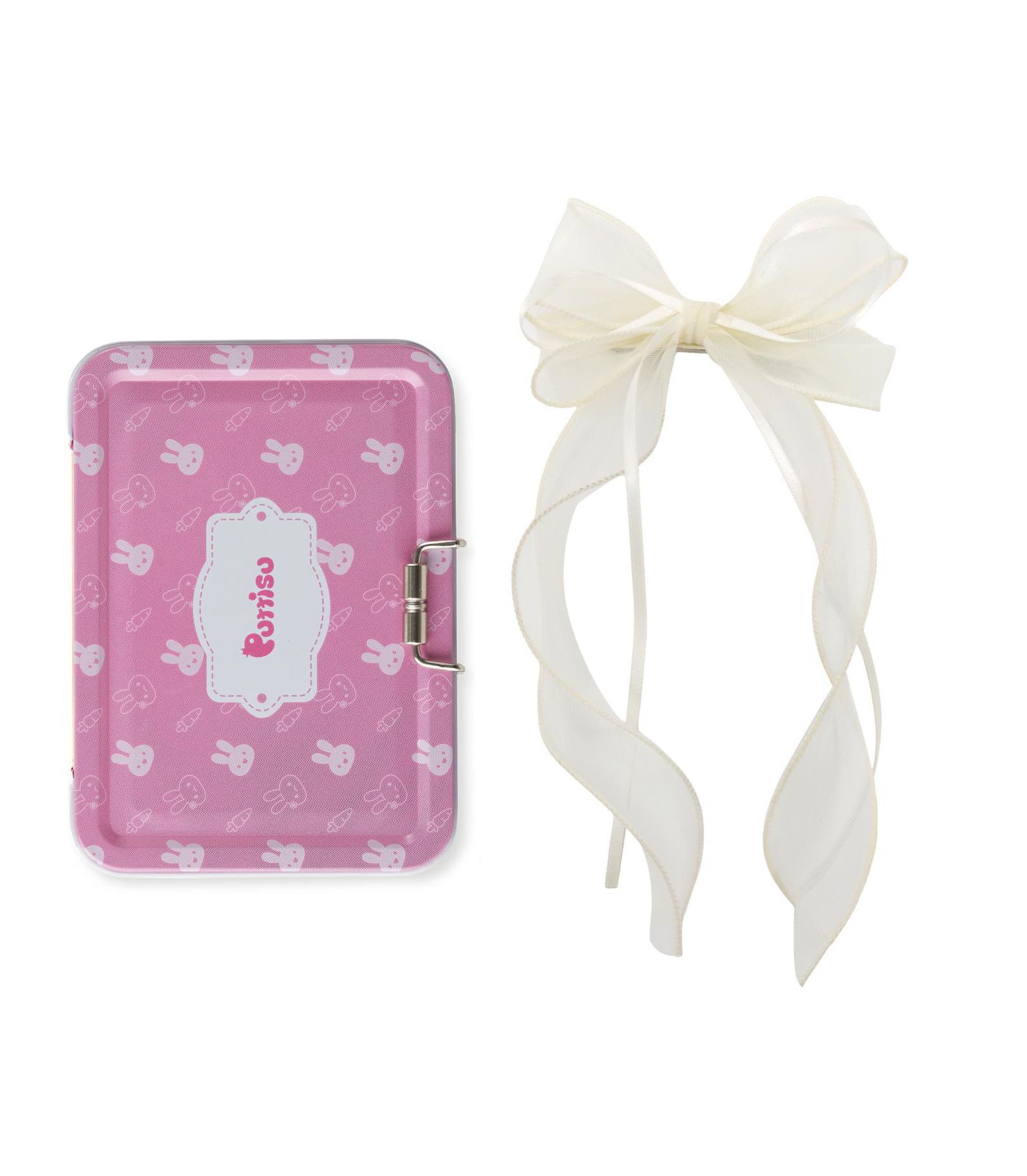 Puttisu набор заколок Organza Double Ribbon для девочек в жестяном футляре