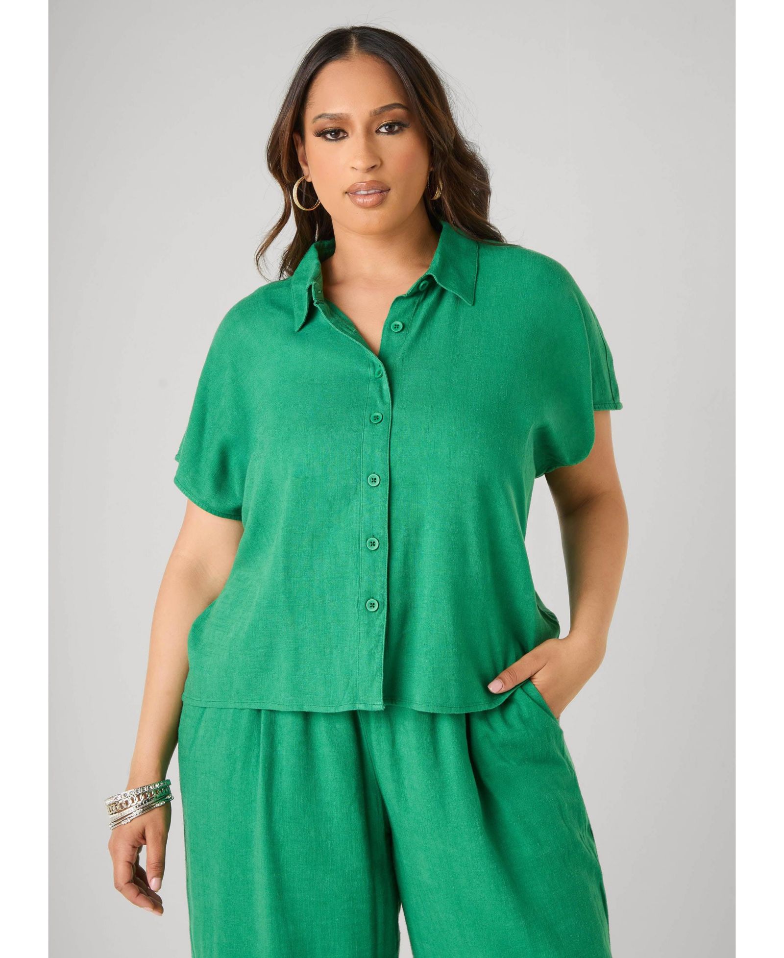 Женская рубашка Ashley Stewart из смеси льна, Plus Size
