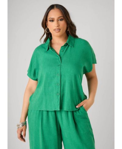 Женская рубашка Ashley Stewart из смеси льна, Plus Size