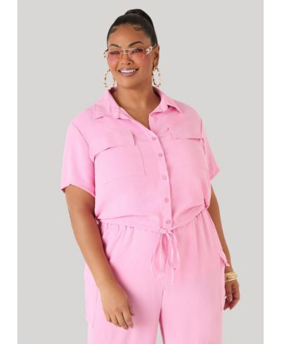 Укороченная рубашка Ashley Stewart Plus Size с завязками