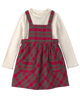 Carter's набор из 2 предметов для девочек-малышек 2T-5T: топ с длинным рукавом и платье-сарафан в клетку
