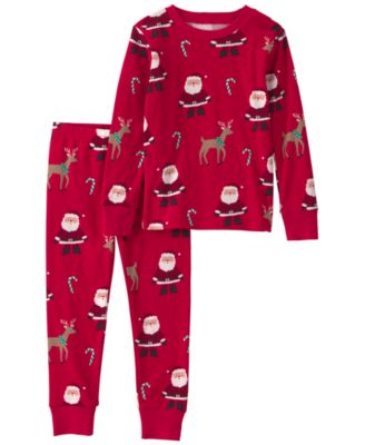 Carter's Toddler Boys' and Girls' 2T-5T Santa Christmas Long-Sleeve Snug-Fit Top and Pants, 2-Piece Pajama Set