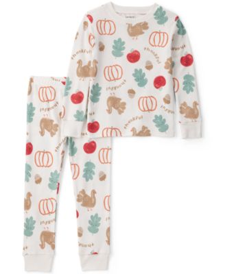 Carter's Boys' and Girls' 2T-5T Thanksgiving Long-Sleeve Snug-Fit Pajamas Top and Pants, 2-Piece Set