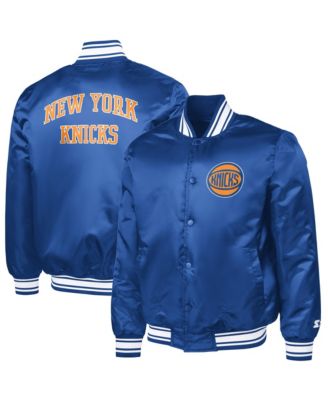 Мужская куртка Starter Blue New York Knicks Team Name Varsity Full-Snap