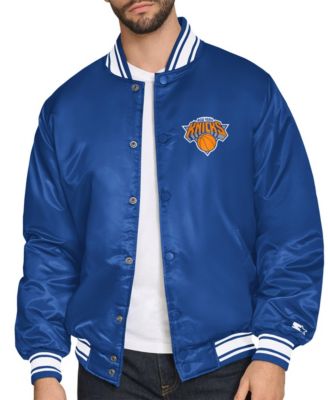 Мужская куртка Starter Blue New York Knicks Printed Team Logo Satin Varsity Full-Snap Jacket