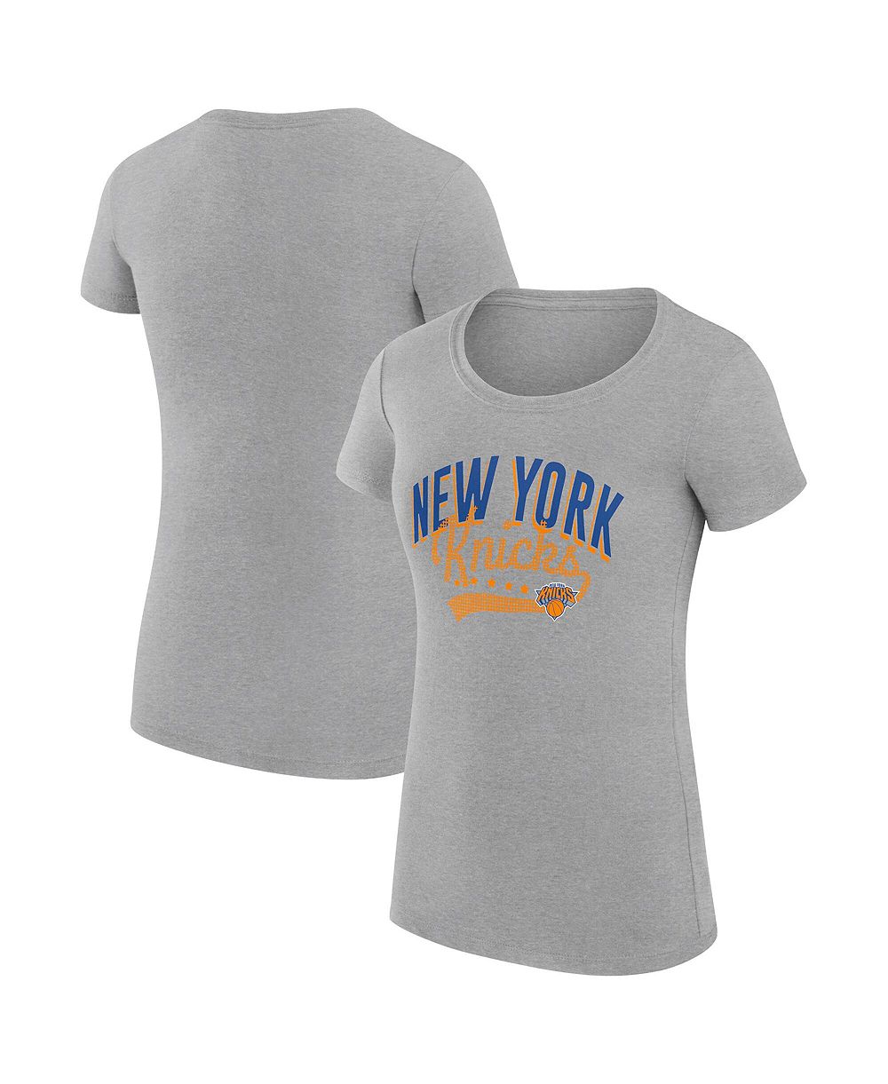 Женская футболка G-III 4Her by Carl Banks Heather Gray New York Knicks Super-Slim Fit Lightweight Filigree Logo