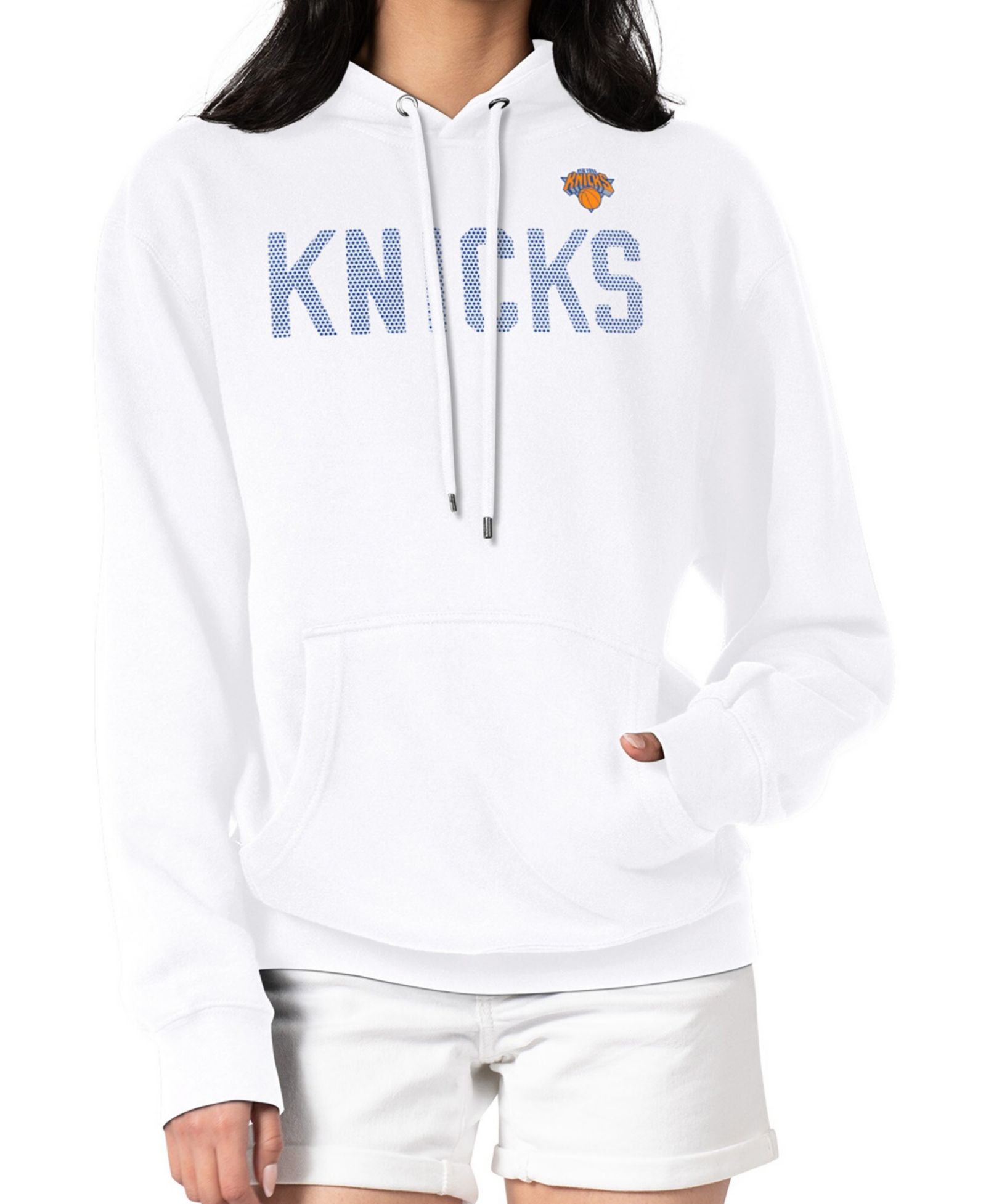 Женское худи G-III 4Her by Carl Banks White New York Knicks Dot Print Pullover