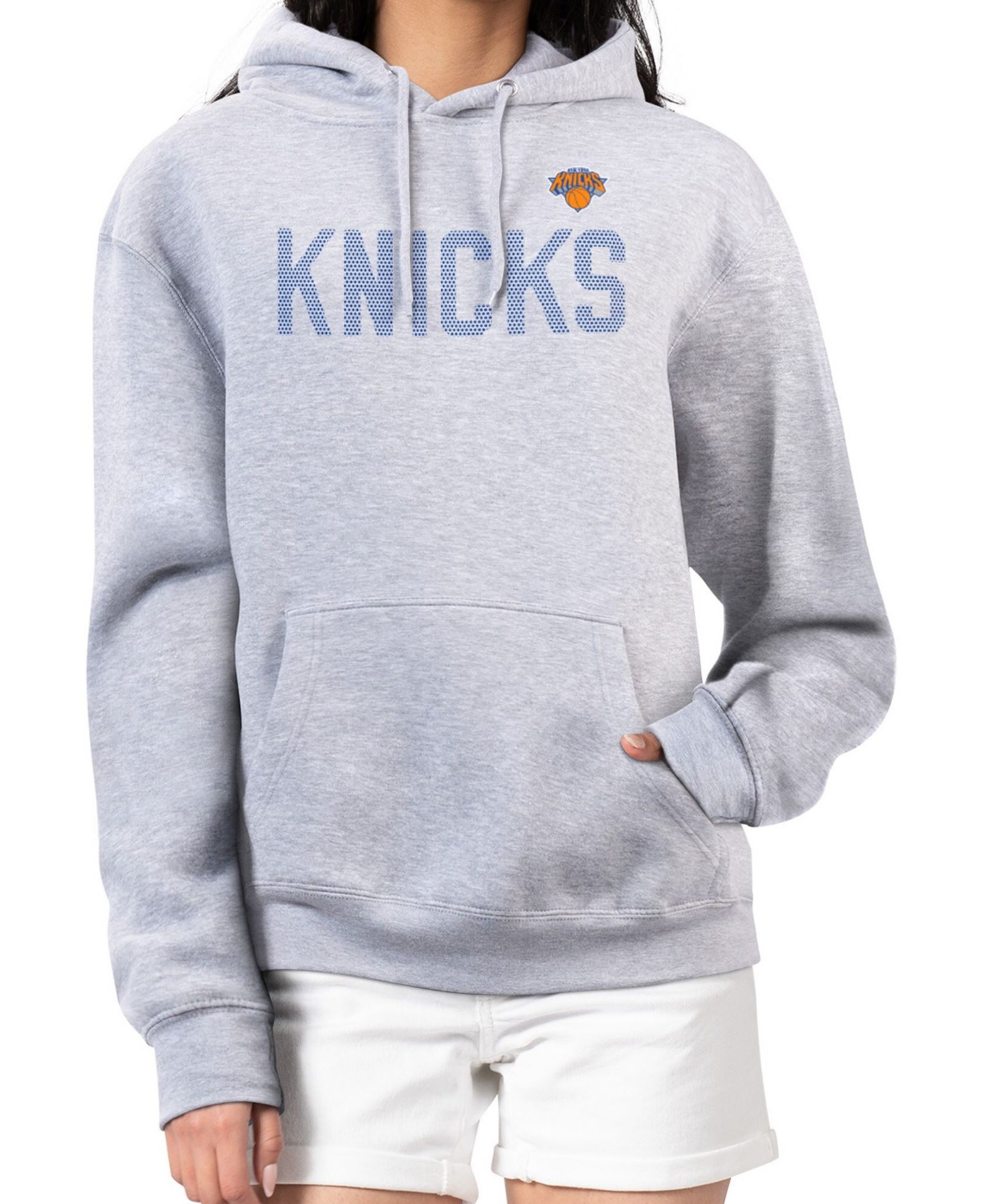 G-III 4Her by Carl Banks Женский худи с принтом в горошек, Heather Gray, New York Knicks