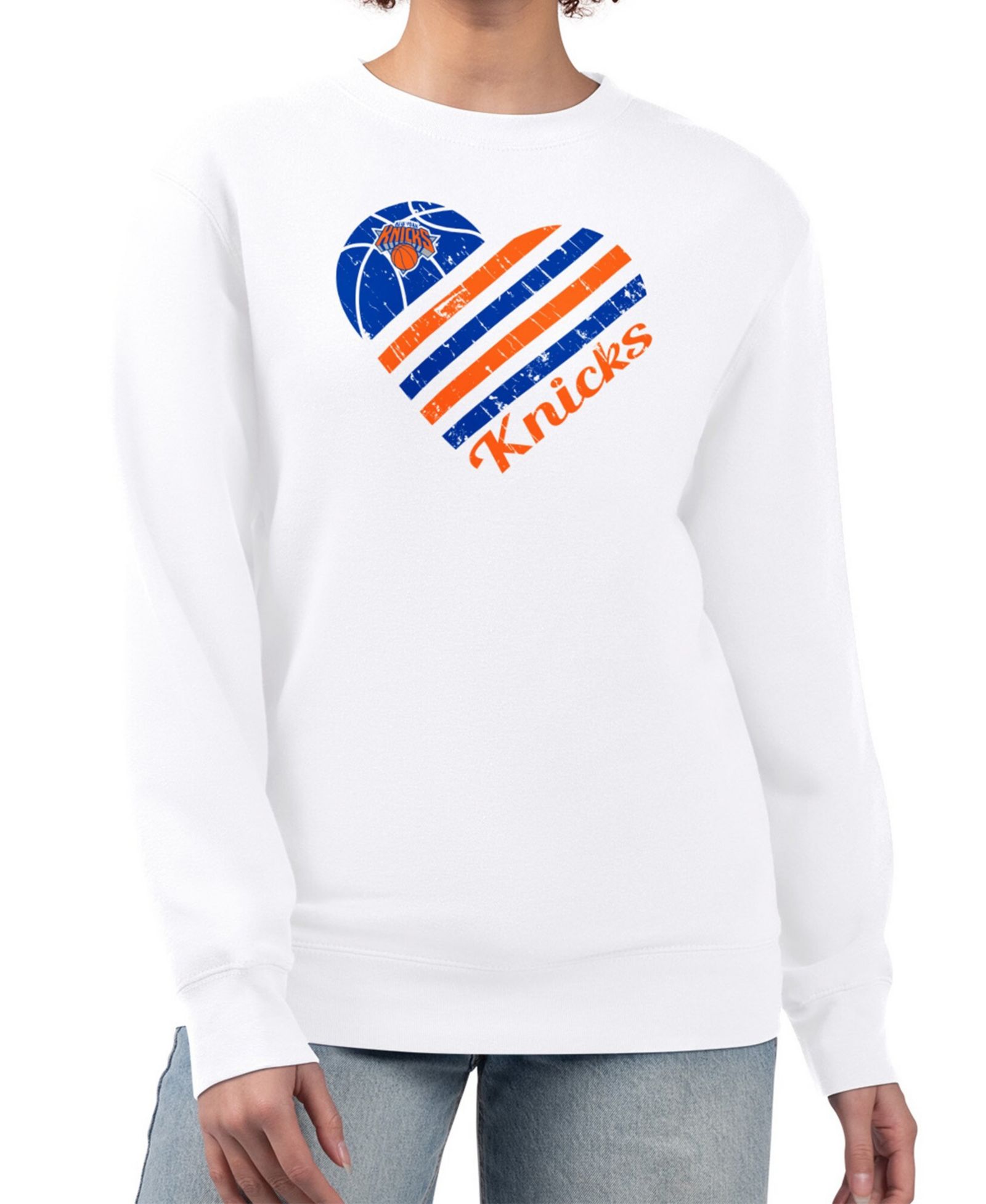 G-III 4Her by Carl Banks Женская толстовка с капюшоном из флиса White New York Knicks Heart Graphic