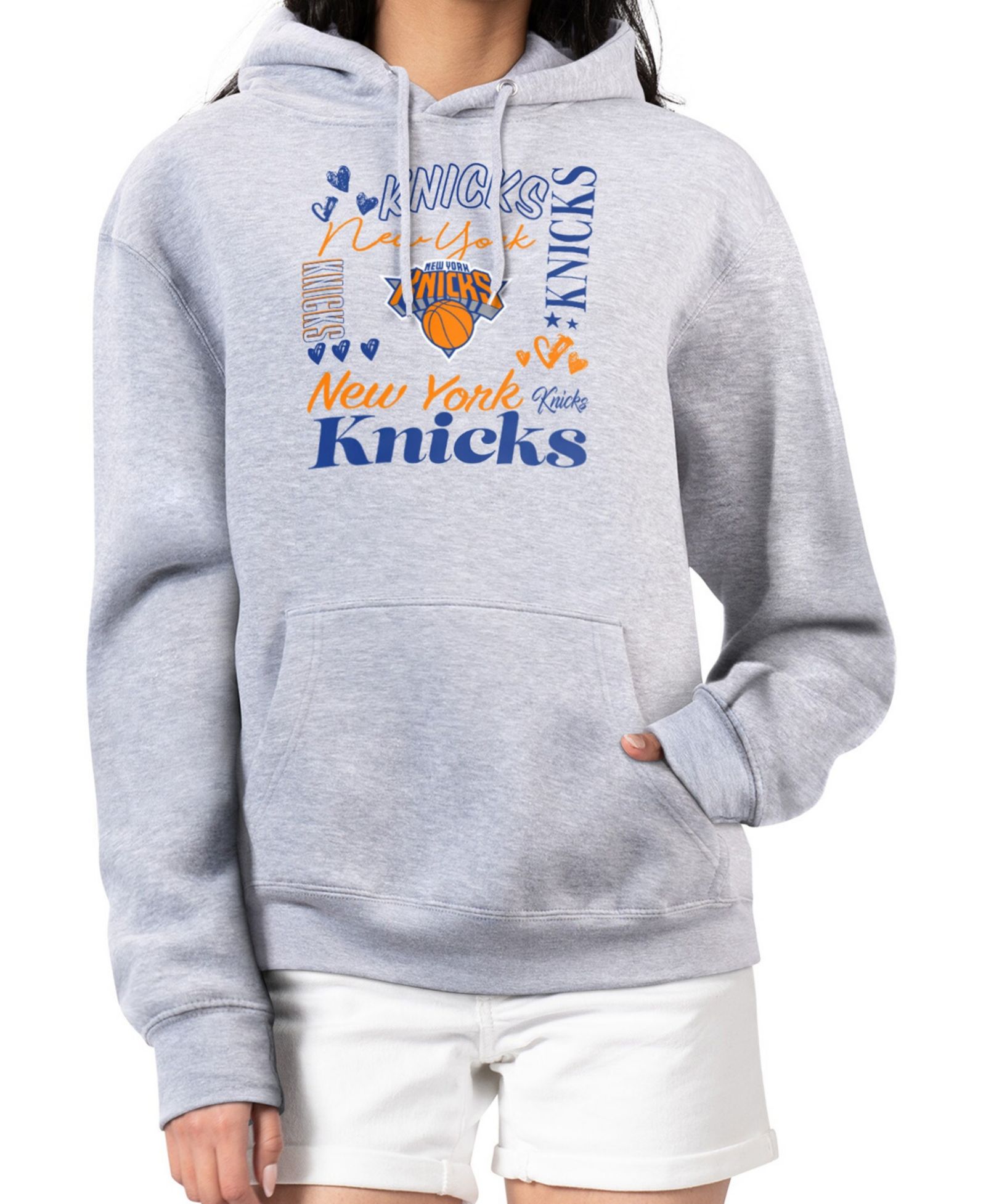Женское худи G-III 4Her by Carl Banks New York Knicks Team Collage Graphic Fleece