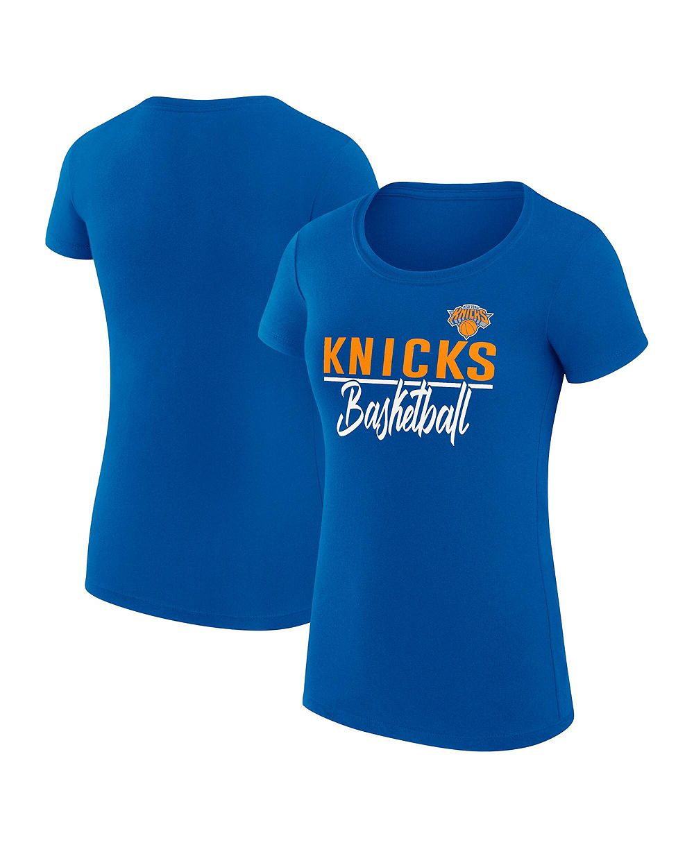 Женская футболка G-III 4Her by Carl Banks Blue New York Knicks Super-Slim Fit Lightweight Team Sport V-Neck