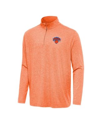 Мужской свитшот Antigua Heather Orange New York Knicks Hunk Quarter-Zip