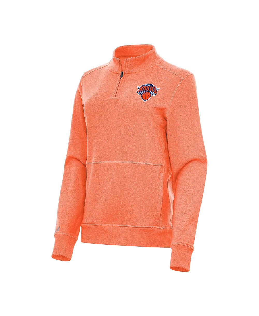 Antigua Женская оранжевая флисовая толстовка на молнии New York Knicks Crush Quarter-Zip