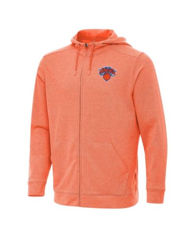 Antigua Men's Heather Orange New York Knicks Effortless Full-Zip Hoodie Jacket
