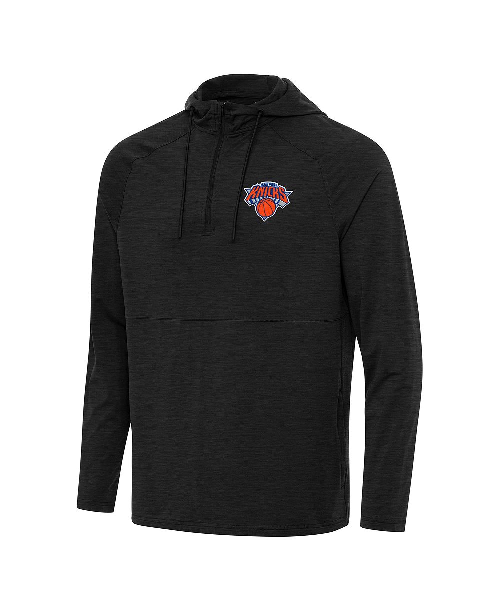 Мужское худи Antigua Spikes Raglan Quarter-Zip Heather Black New York Knicks
