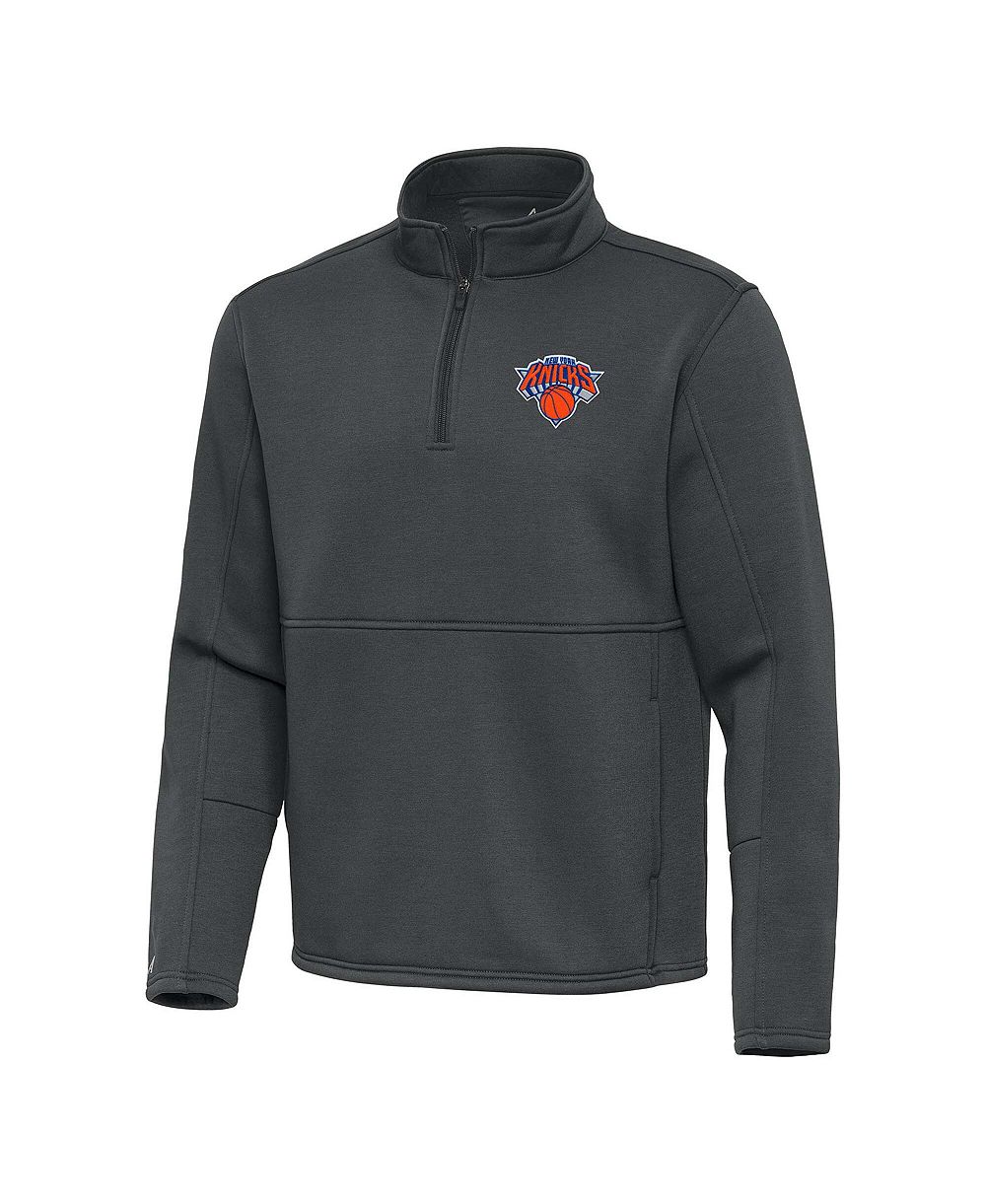 Мужской свитшот Antigua Pewter New York Knicks Quarter-Zip