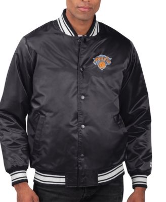 Мужская куртка Starter Black New York Knicks Printed Team Name Satin Varsity Full-Snap Jacket