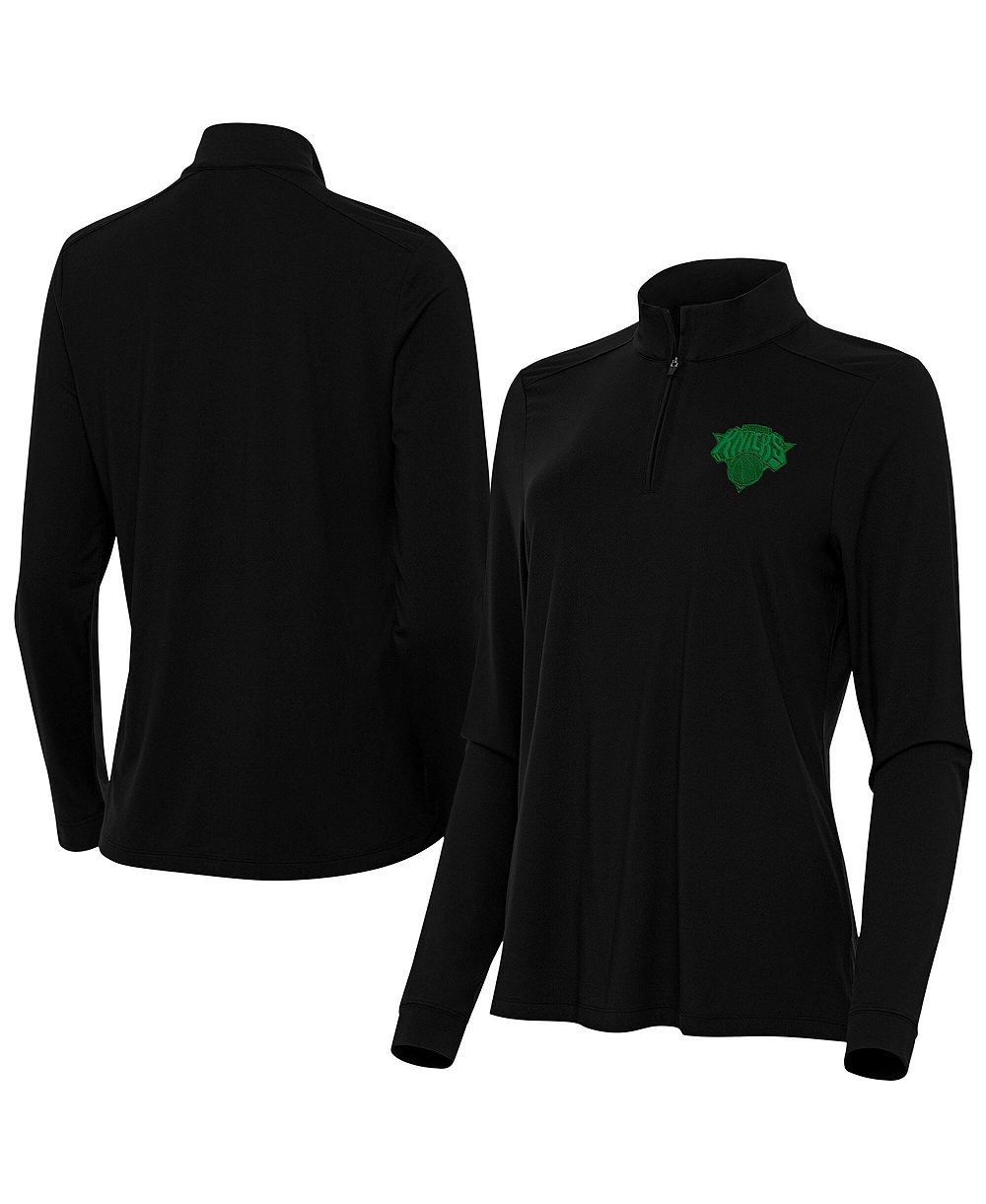 Antigua Женская кофта на молнии New York Knicks St. Patrick's Day Intent Quarter-Zip Black