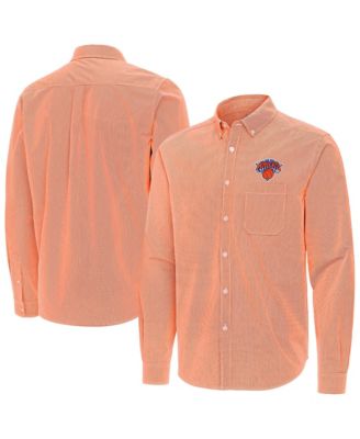 Мужская рубашка Antigua Orange New York Knicks Porter Woven Long Sleeve Button-Down