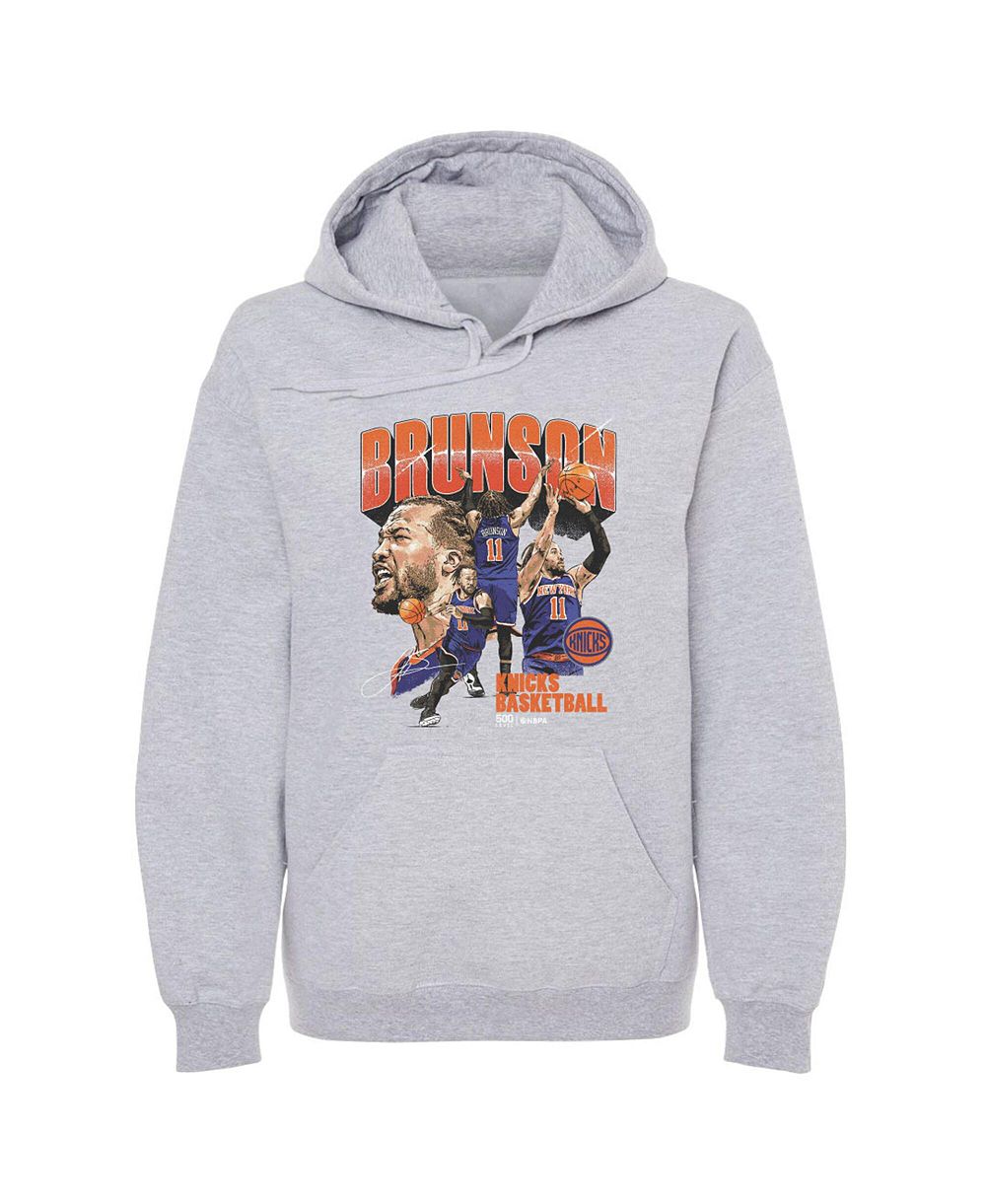 500 Level Мужское худи-толстовка с принтом Jalen Brunson Gray New York Knicks Collage Pullover