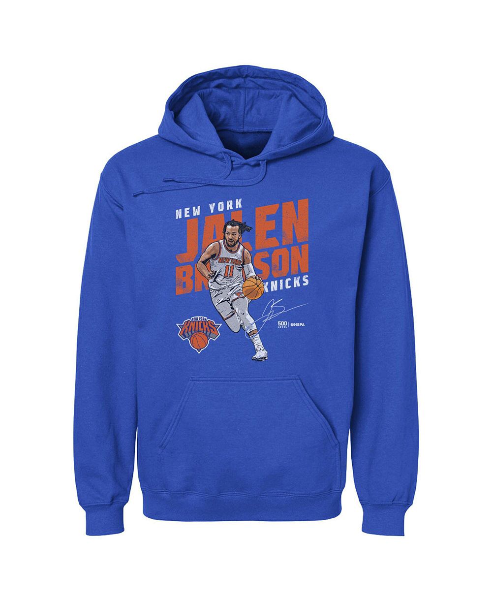 Мужской свитшот 500 Level Jalen Brunson Blue New York Knicks Slant Pullover Hoodie