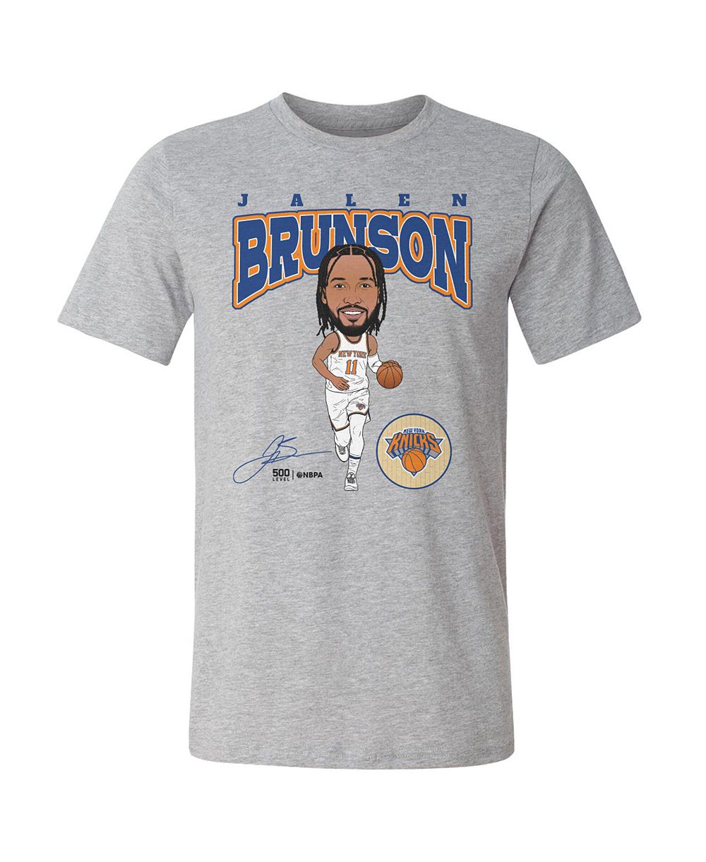 Мужская футболка 500 Level Jalen Brunson Heather Gray New York Knicks Hardwood Comic