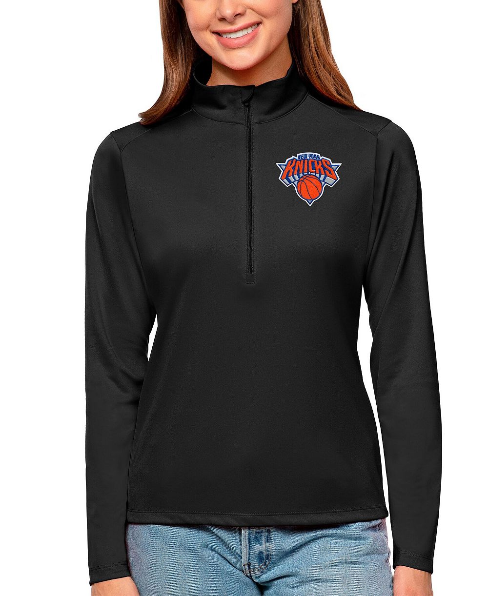 Толстовка Antigua Women's Black New York Knicks Tribute Half-Zip