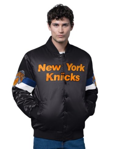 Мужская куртка Starter Black New York Knicks Triple Option Varsity Full-Snap Satin