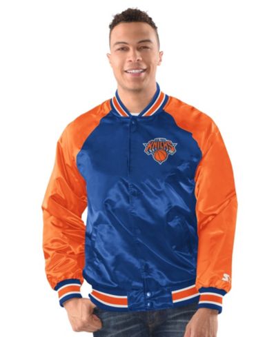 Мужская куртка Starter New York Knicks Inductee Raglan на кнопках, сине-оранжевая