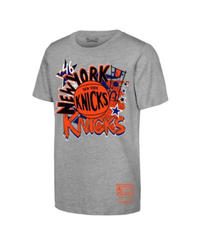 Mitchell & Ness Big Boys and Girls Heather Gray New York Knicks Hardwood Classics Play by Play T-Shirt