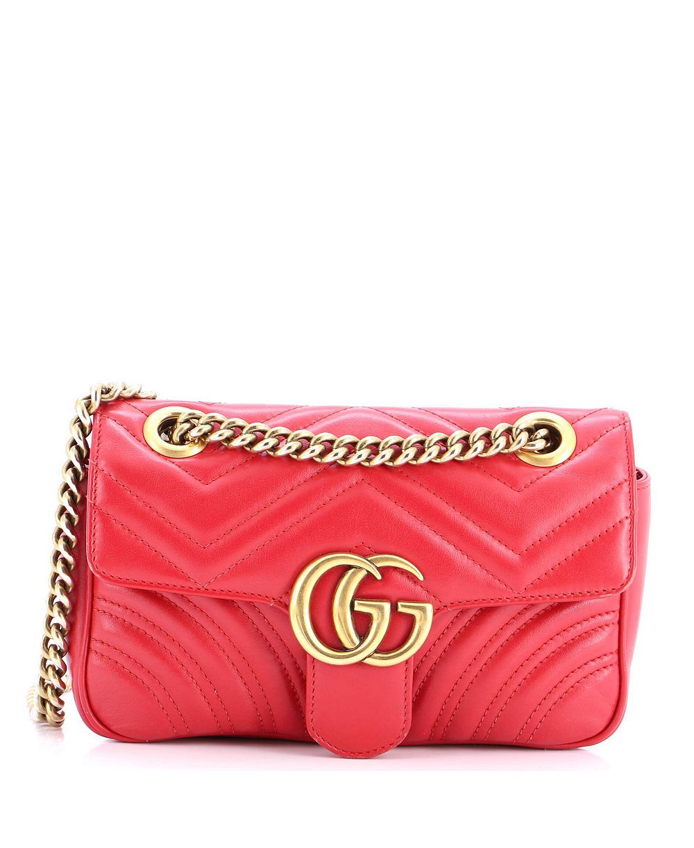 Pre-Owned Gucci Mini GG Marmont Flap Bag Matelasse Leather